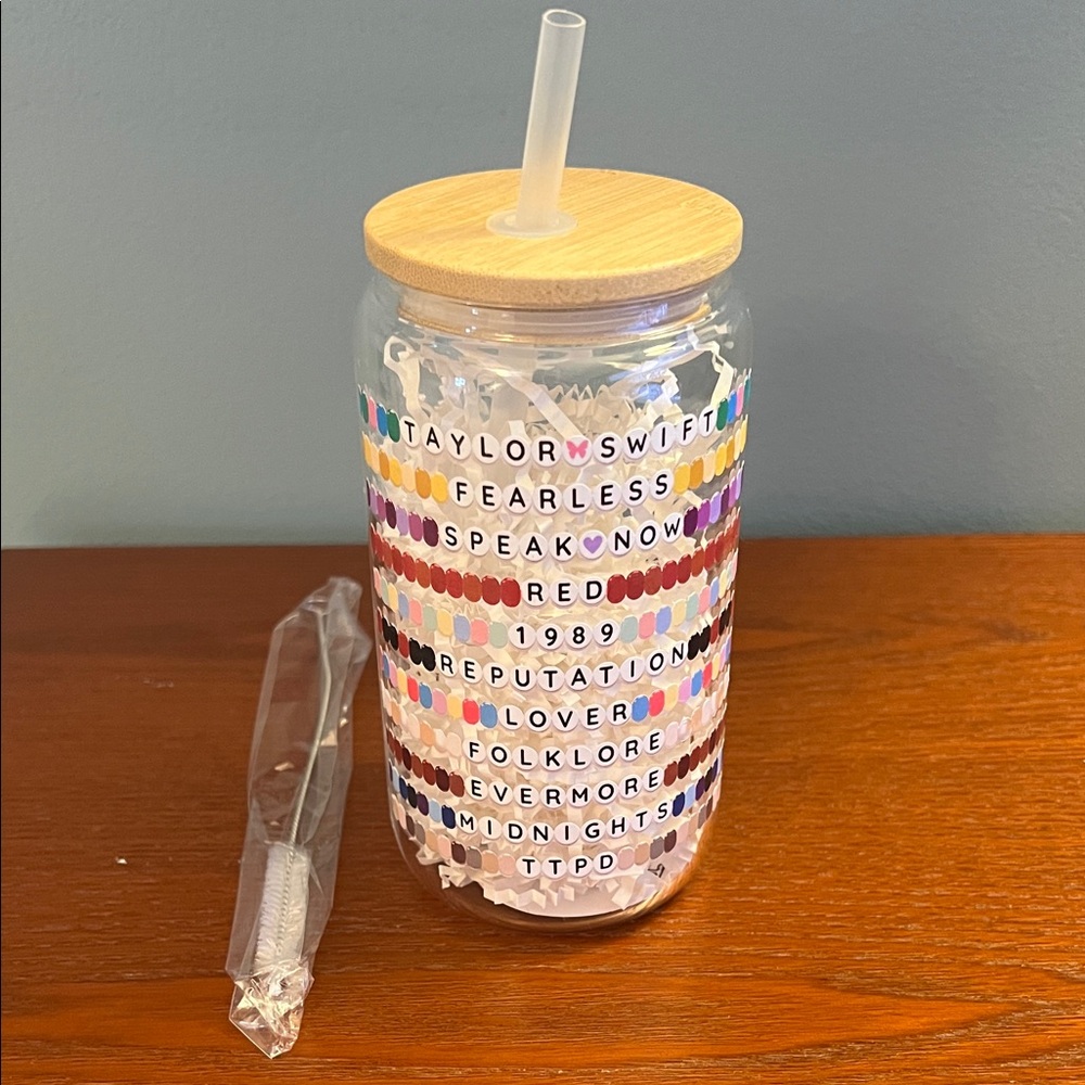 Taylor Swift Friendship Bracelet Albums Glass Tumbler